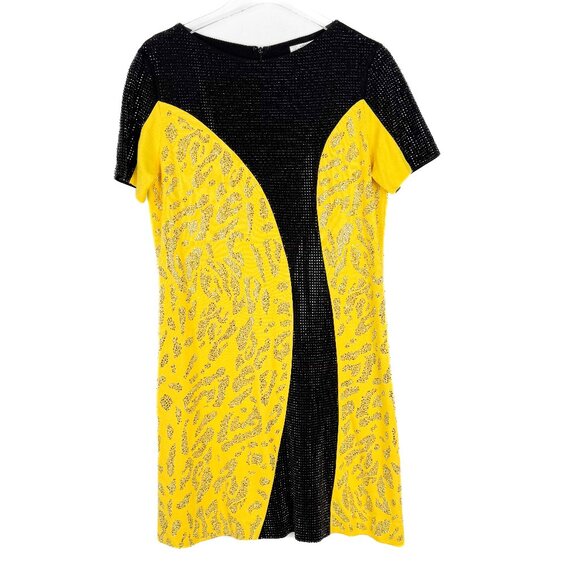 Versace Collection Dresses & Skirts - Versace Collection Yellow & Black Embellished Dress Short Sleeve Size 48 US 12